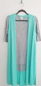Lularoe Outfit Irma Joy Med Small Grey Turquoise